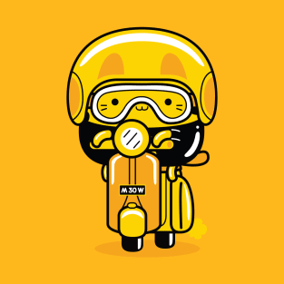 yellow cat motorcycle rider profession T-Shirt