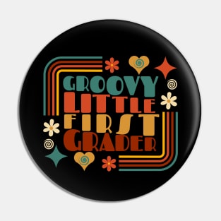 Groovy Little First Grader First Day of School Pin