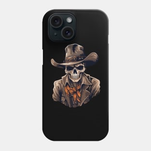 Halloween Cowboy Skeleton With Western Hat Wild West Phone Case