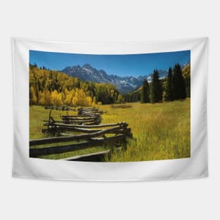 Wooden Fence In A Forest Maroon Bells Maroon Creek Valley Tapestry