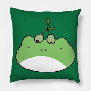 Olive Frog Face Pillow