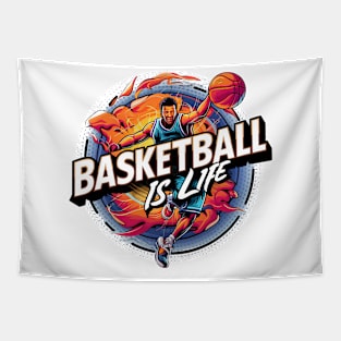 Slam Dunk Spirit - Fiery Basketball Art Tapestry