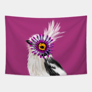 White Crested Helmetshrike + Whirligig Tapestry