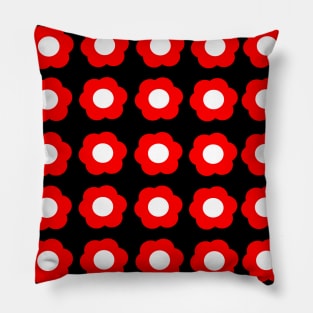 Red flowers and black floral pattern Pillow