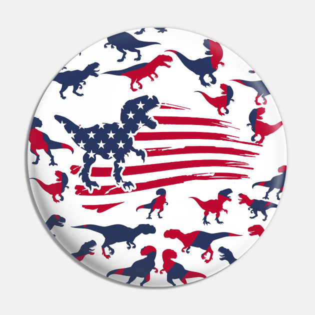 4th Of July Dinosaur Amerisaurus T Rex USA American Flag Pin by Studio Hues