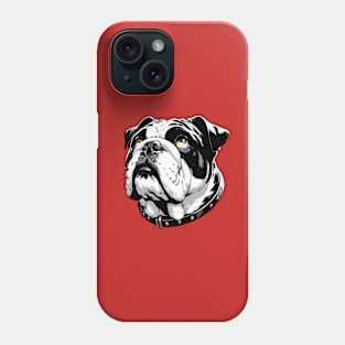 Stunning and Cool English Bulldog Monochrome and Gold Portrait for Father's Day Phone Case