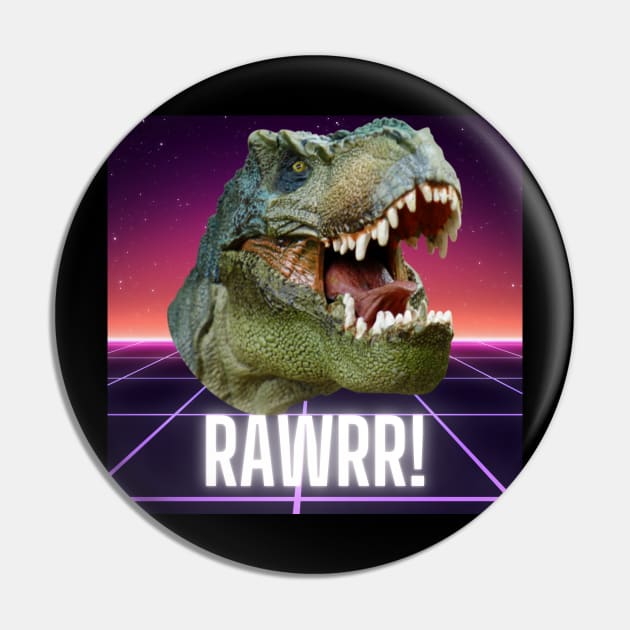 Retrowave T-Rex Pin by 80snerd
