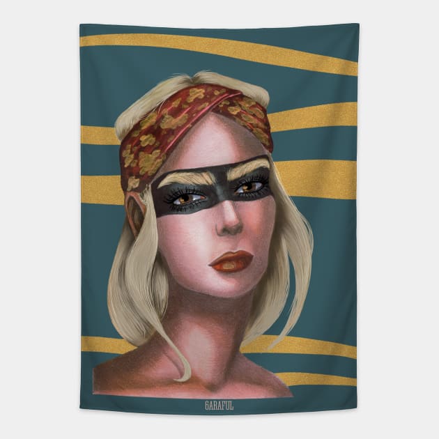 masked girl Tapestry by Sharaful