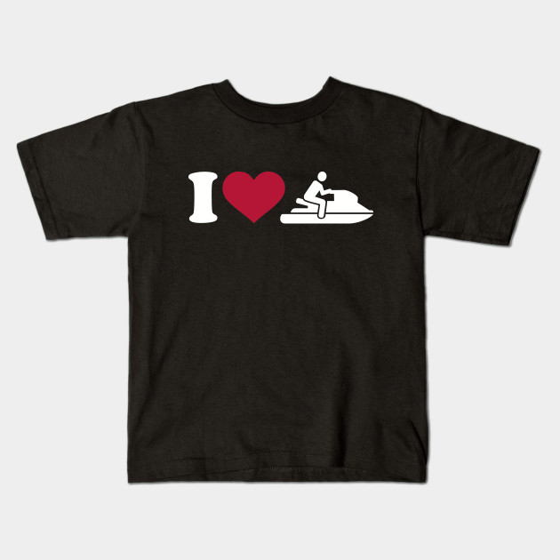 I Love Heart Skiing Kids T Shirt