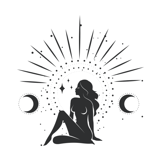 Sitting Sun Moon Goddess by studioaartanddesign