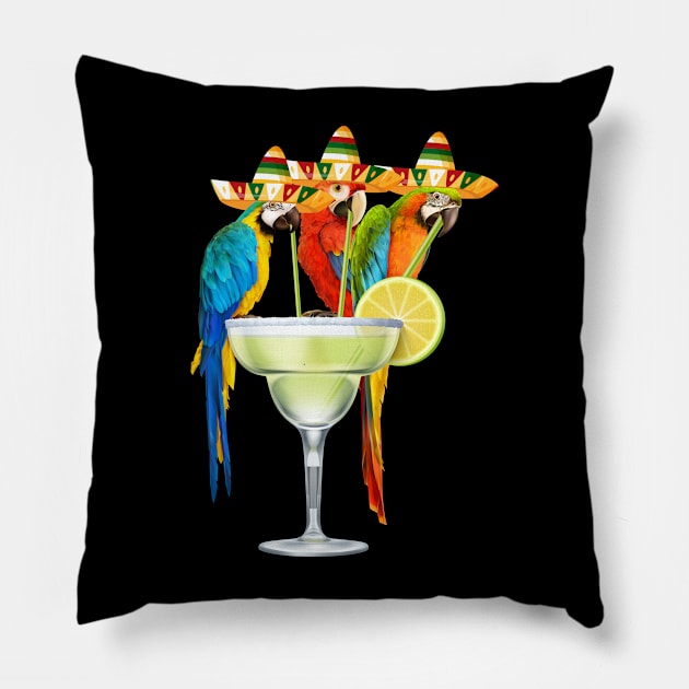 Parrot Cinco De Mayo Funny Drinking Tequila Mexican Fiesta Pillow by peskyrubeus