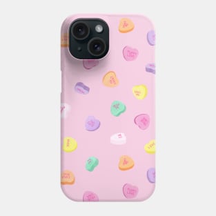 Valentines Day - Conversation Heart Candies - Pink BG Phone Case