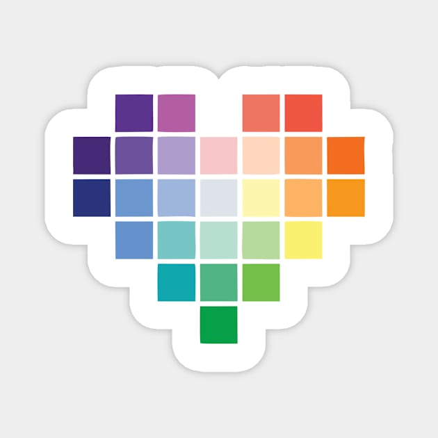 Rainbow Pixel Hearts Magnet by SandiTyche