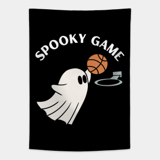 Spooky game, ghost playing basketball. Halloween Tapestry