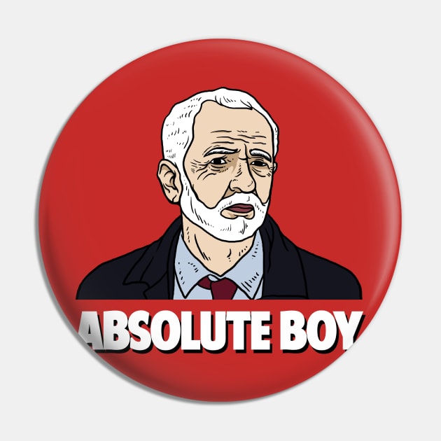 Jeremy Corbyn Absolute Boy Pin by dumbshirts