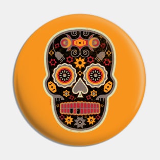 Cempasuchil de Muertes Mexican Sugar Skull Pin