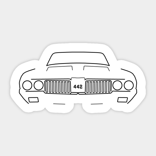 Oldsmobile Cutlass 442 Classic Car Outline Graphic Black