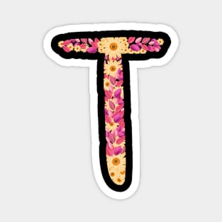 Letter T flowers alphabet colorful T Magnet