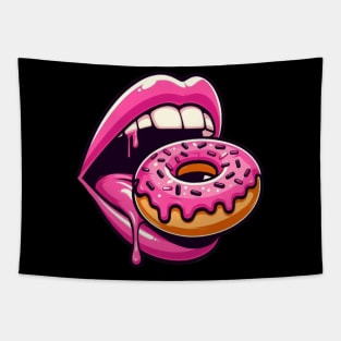 Big Mouth Eating Donut Tapestry