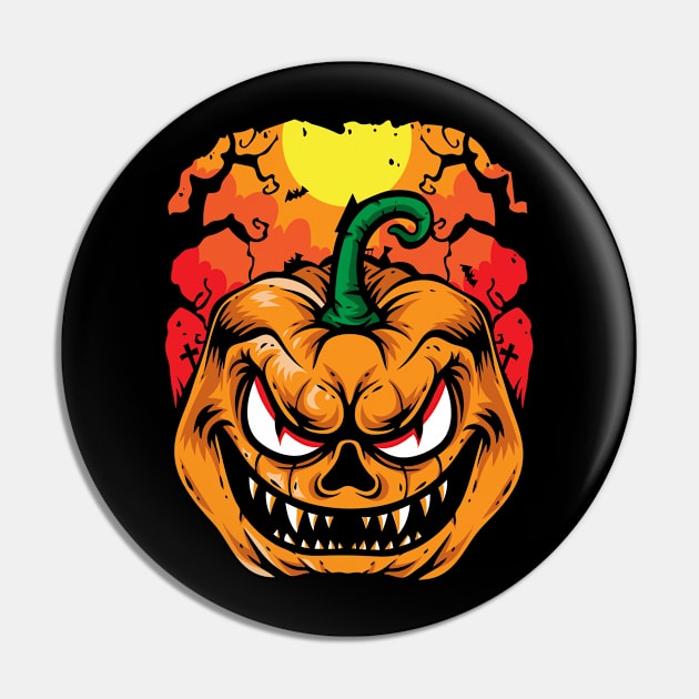 Creepy Jack O Lantern Pumpkin Halloween Pin by Halloween Merch