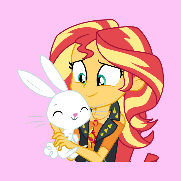 Sunset Shimmer holding Angel Bunny by CloudyGlow