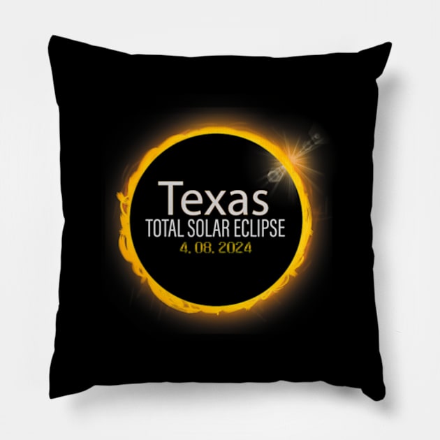 Solar Eclipse 2024 Total Solar Eclipse State Texas Pillow by SanJKaka