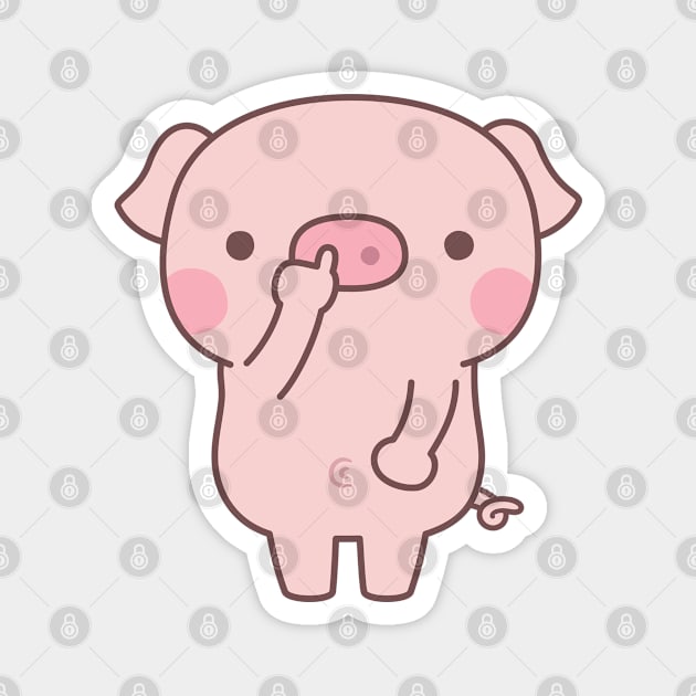 Cute Bored Piggy Digging Nose Magnet by rustydoodle