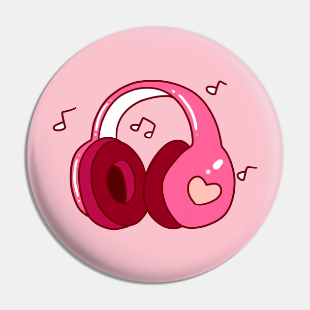 Pink Headphones Pin by saradaboru