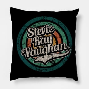 Stevie Ray Vaughan // Retro Circle Crack Vintage Pillow