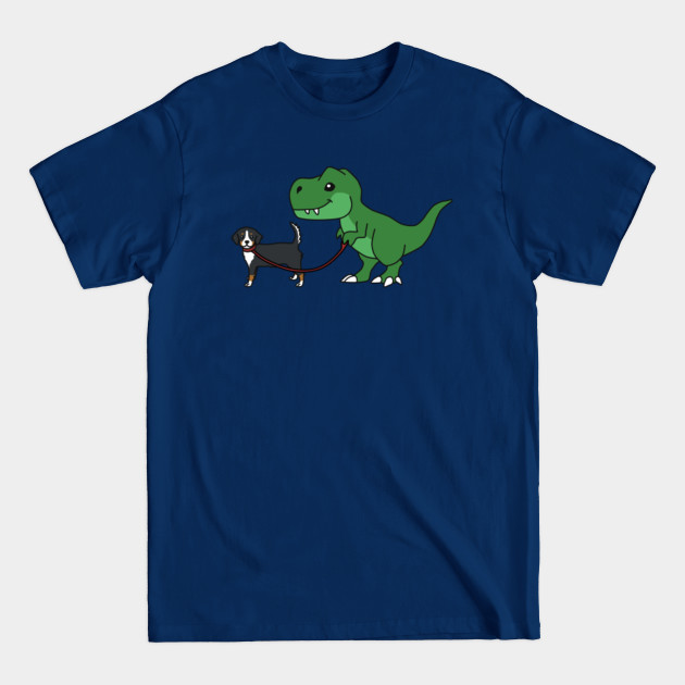 Disover T Rex Dinosaur Walking Bernese Mountain Dog - Bernese Mountain Dog - T-Shirt