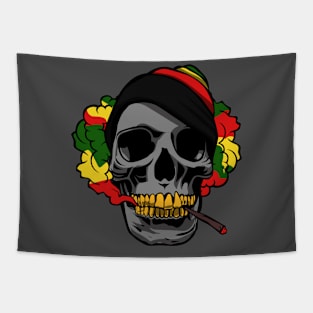 GRAY SKULL RASTA SMOKE Tapestry