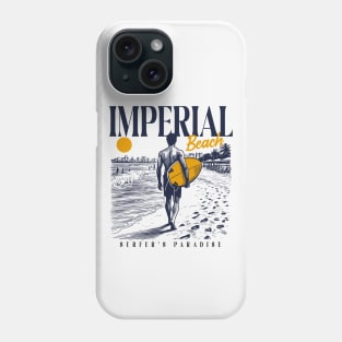 Vintage Surfing Imperial Beach, California // Retro Surfer Sketch // Surfer's Paradise Phone Case