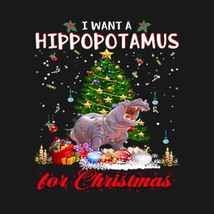 I Want A Hippopotamus For Christmas Xmas Hippo Gift for Kid Women T-Shirt