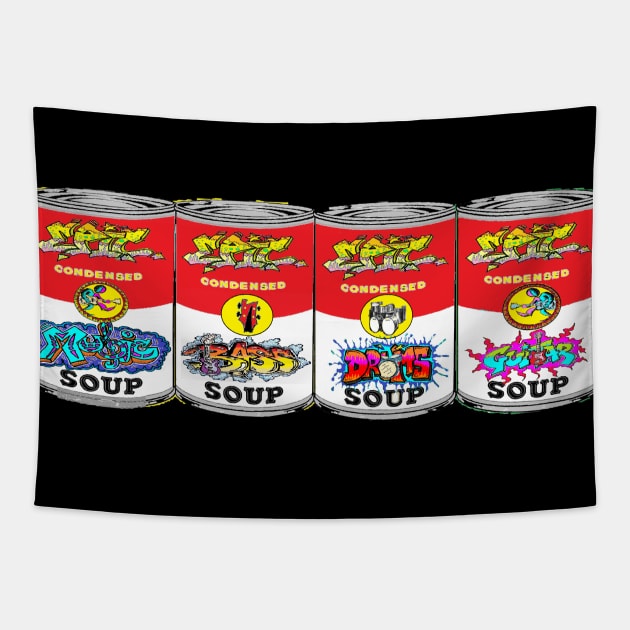 pop art,soup,soups,60s,mod,vintage,7 Tapestry by LowEndGraphics