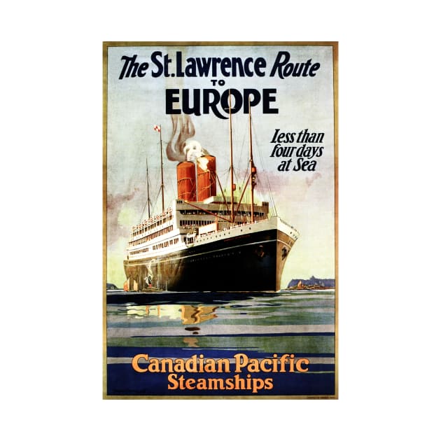 St Lawrence Route to EUROPE Less Than 4 Days at Sea Vintage Ship by vintageposters