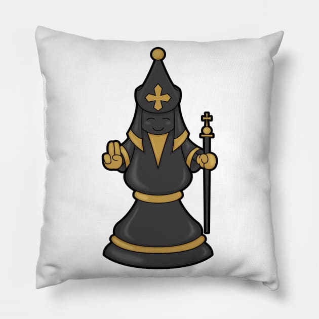 Chess piece Bishop at Chess with Staff Pillow by Markus Schnabel