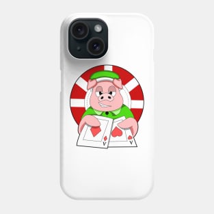 Pig at Poker with Cards Phone Case