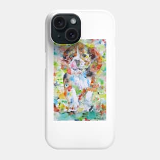 RUNNING BEAGLE PUPPY - watercolor portrait Phone Case