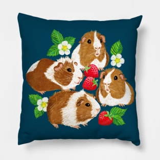 The Sweetest Guinea Pigs with Summer Strawberries Pillow