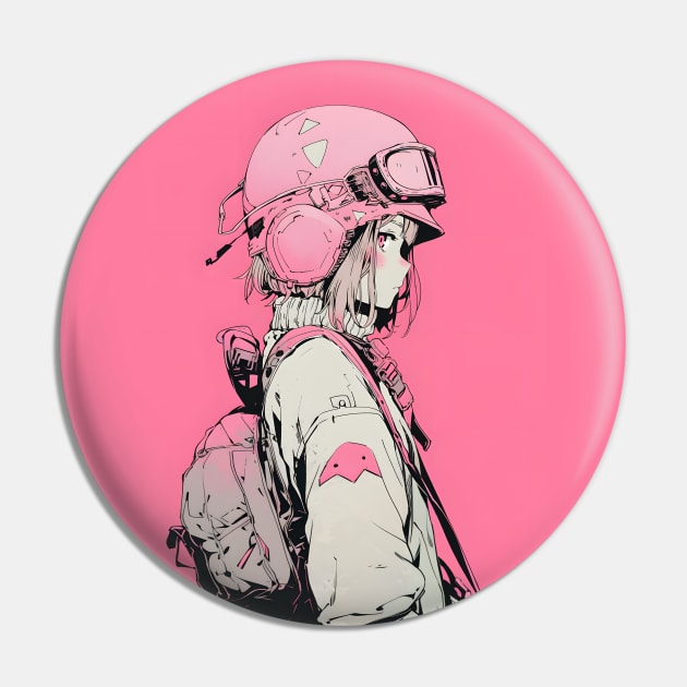Pink Manga Anime Girl in Shonen Japanese Aesthetic Manga Girl Pin