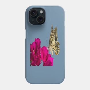 Swallowtail Butterfly On Bougainvillea Vector Art Cut Out Phone Case