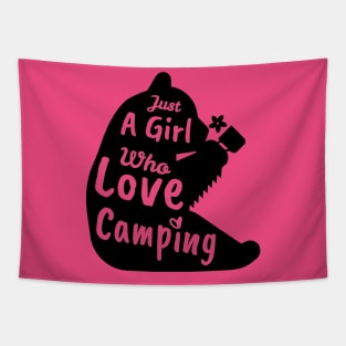 Camping, Just A Girl Who Loves Camping, Camping Life, Wildlife Camper, Hiking Love Tapestry