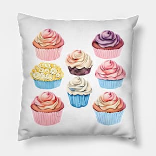 Watercolor sweet cupcakes Pillow