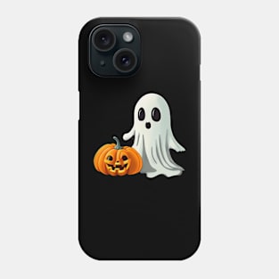 Halloween Friendship: A Playful cute Ghost and Its Pumpkin Pal Phone Case