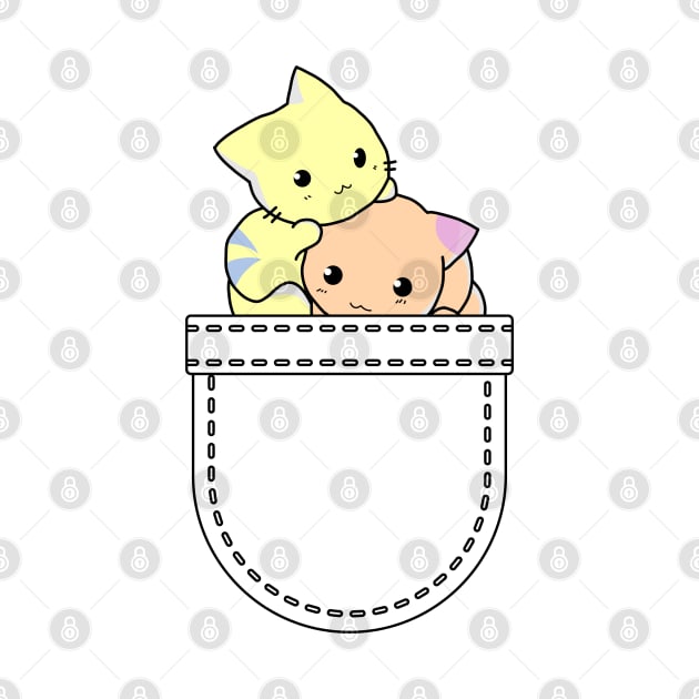 Chibi kitties in pocket by Shirt Vibin