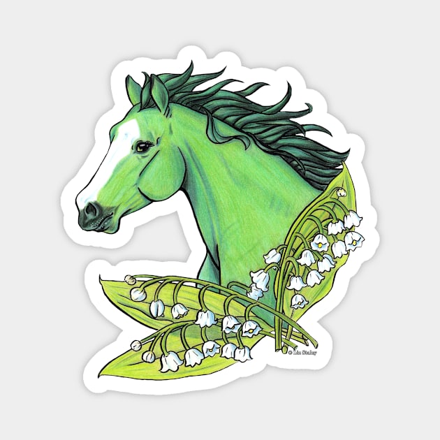 Emerald Horse with Lily of the Valley Magnet by lizstaley