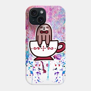 Teacup Bowtie Sloth Rainbow Paint Phone Case