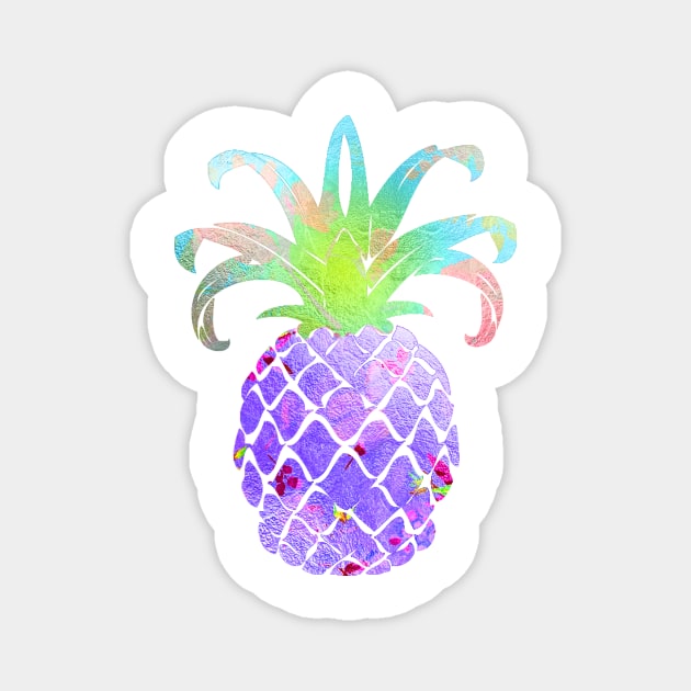 Aloha pineapples, iridescent purple Magnet by PixDezines