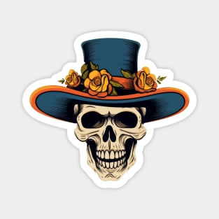 Skull with Hat Magnet