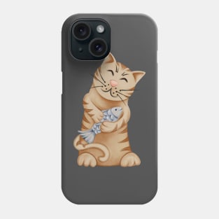 Cat with fish Phone Case